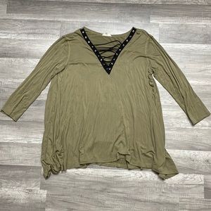 Entro Quarter-Sleeve Green Dress Shirt